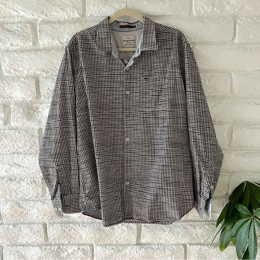 Tommy Bahama Black White Pattern Shirt XL